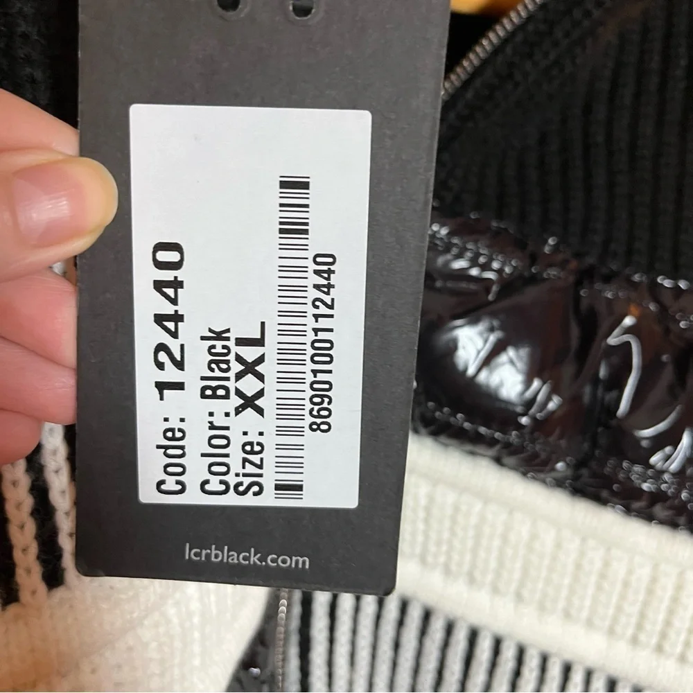 LCR Black Edition Sweater Full Zip Cardigan Black Chunky Knit Men's Size XXL NWT